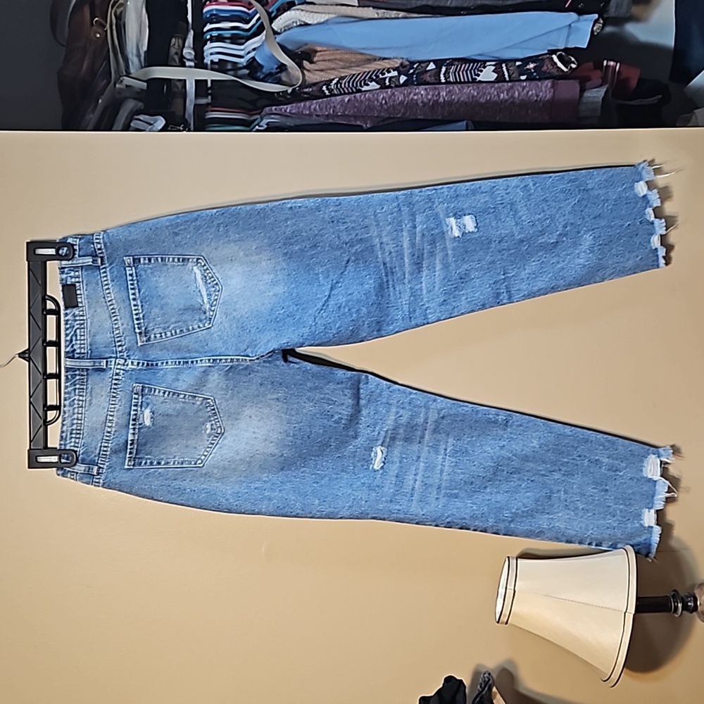 NWT Flamingo Ripped Raw Hem Straight Jeans - Picture 6 of 12